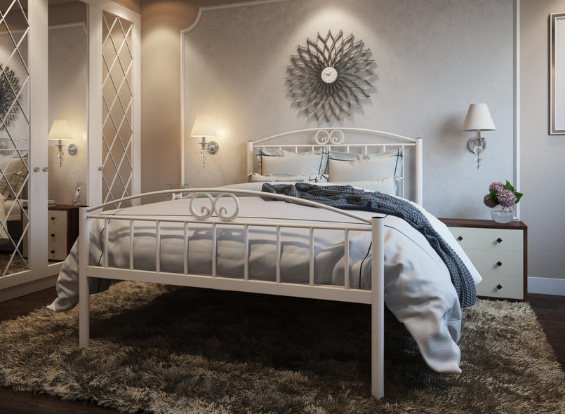 Austin Wrought Iron Bed (High) in Ivory