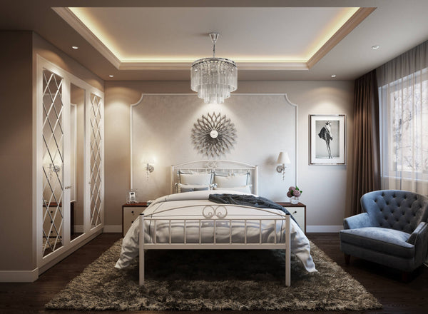 Austin Wrought Iron Bed (High) in Ivory