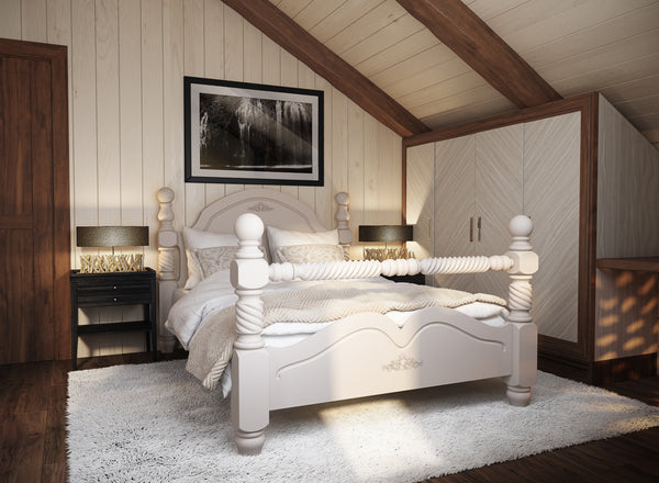Illington Wooden Bed (High Rail) in White