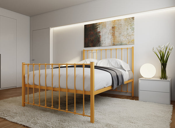 Norfolk Wrought Iron Bed (High) in Saffron Yellow