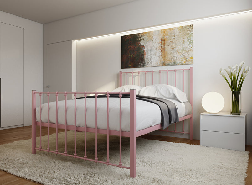 Norfolk Wrought Iron Bed (High) in Light Pink
