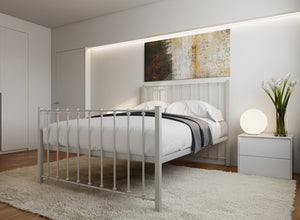 Norfolk Wrought Iron Bed (High) in Light Grey