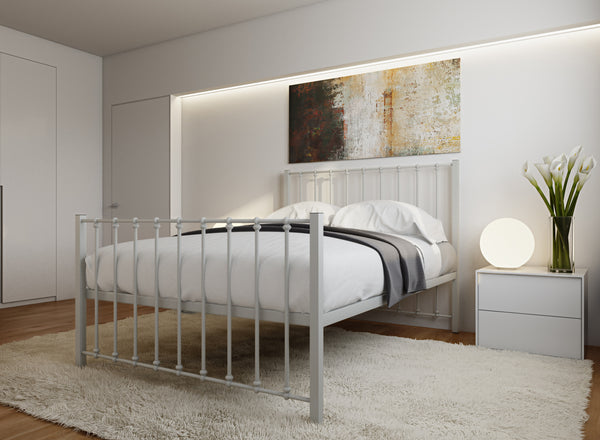 Norfolk Wrought Iron Bed (High) in Light Grey