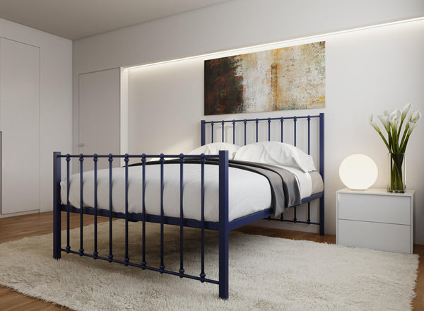 Norfolk Wrought Iron Bed (High) in Night Blue