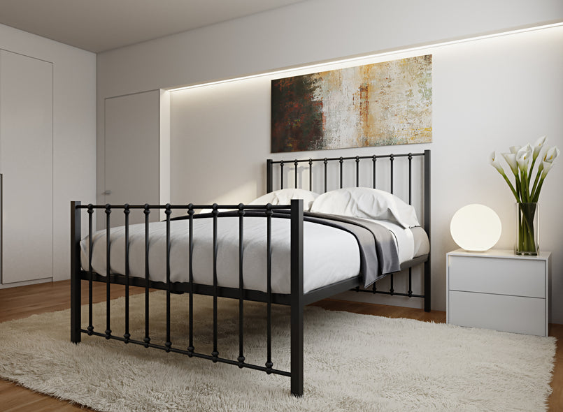 Norfolk Wrought Iron Bed (High) in Black