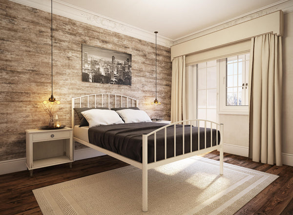 Memphis Wrought Iron Bed (High) in Ivory