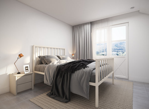 Madison Wrought Iron Bed (High) in Ivory