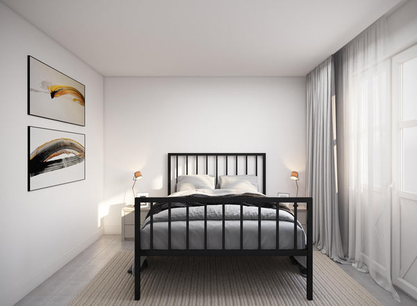 Madison Wrought Iron Bed (High) in Black
