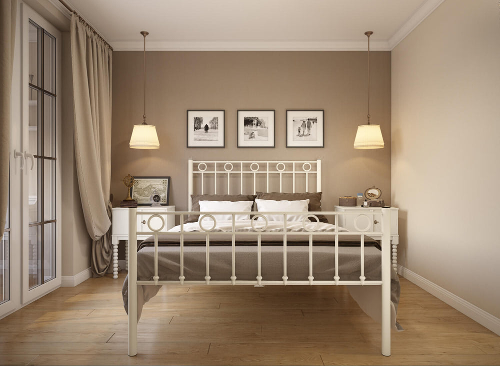 Indiana High End Metal Bed Frame Finished in Painted Pink