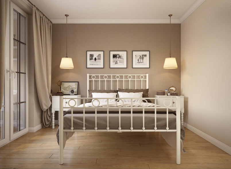 Indiana Wrought Iron Bed (High) in Ivory