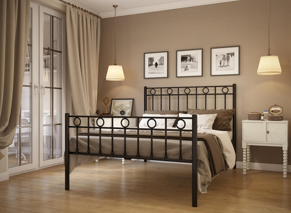 Indiana Wrought Iron Bed (High) in Black