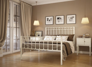 Indiana Wrought Iron Bed (High) in Ivory