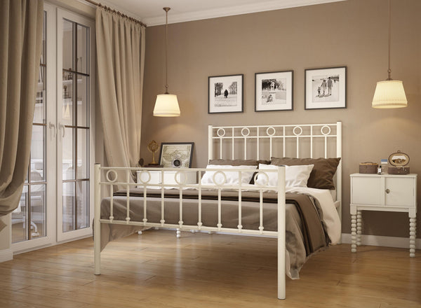 Indiana Wrought Iron Bed (High) in Ivory