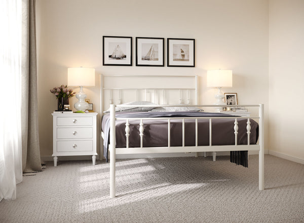 Georgia Wrought Iron Bed (High) in Ivory