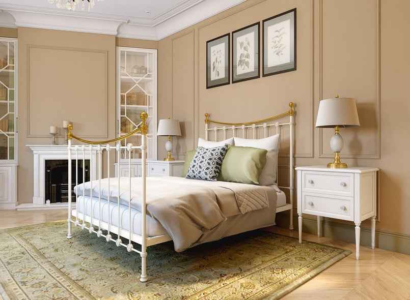 Evelyn Wrought Iron Bed in Ivory