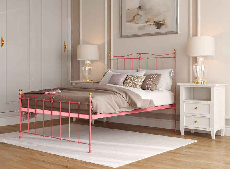 Tessa Wrought Iron Bed in Antique Pink