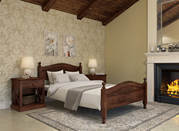 Denver Wooden Bed (High) in Mahogany