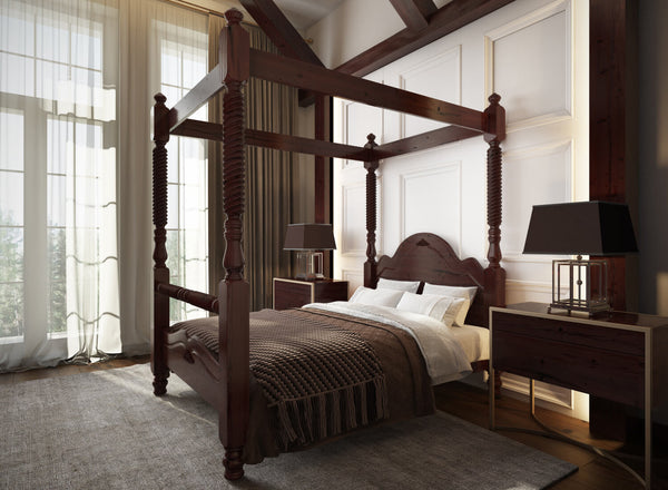 Illington 4 Poster Wooden Bed in Chocolate