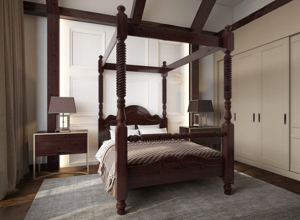 Illington 4 Poster Wooden Bed in Chocolate