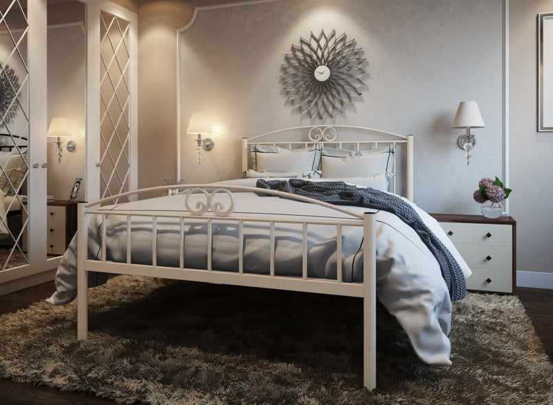 Austin Wrought Iron Bed (High) in Cream