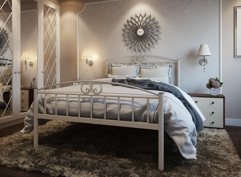 Austin Wrought Iron Bed (High) in Light Grey