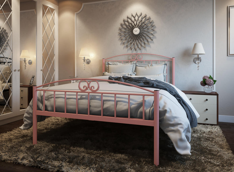 Austin Wrought Iron Bed (High) in Light Pink