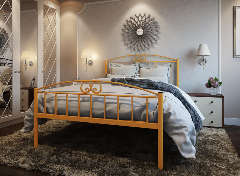 Austin Wrought Iron Bed (High) in Saffron Yellow