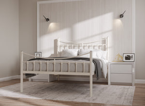 Bronx Wrought Iron Bed (High) in Cream