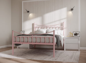 Bronx Wrought Iron Bed (High) in Light Grey