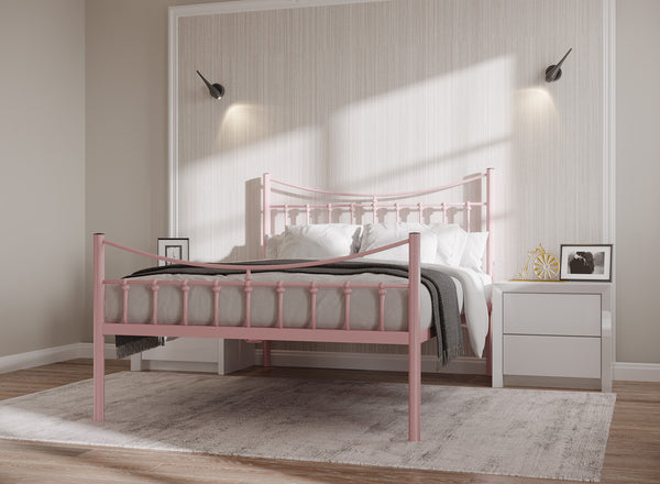 Bronx Wrought Iron Bed (High) in Light Grey