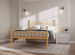 Bronx Wrought Iron Bed (High) in Saffron Yellow