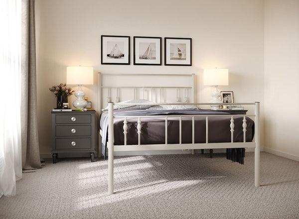 Georgia Wrought Iron Bed (High) in Cream