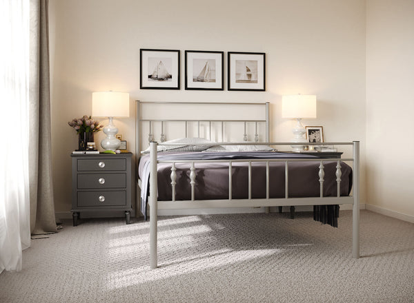 Georgia Wrought Iron Bed (High) in Grey