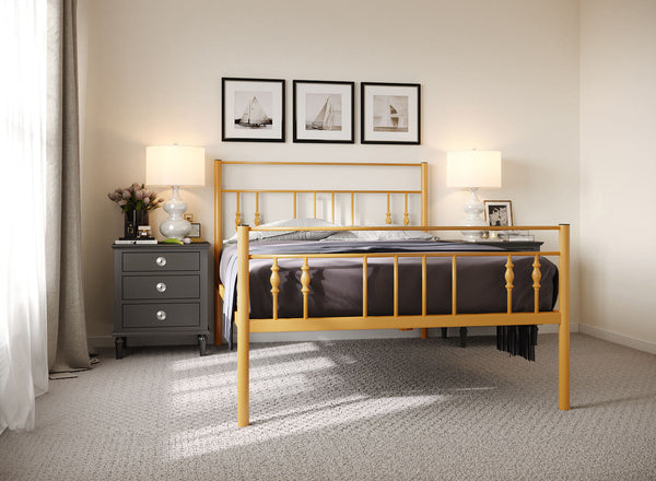 Georgia Wrought Iron Bed (High) in Saffron Yellow