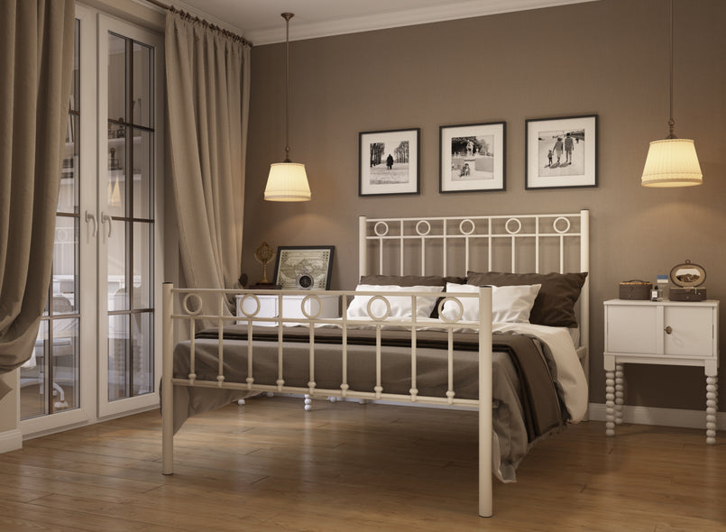 Indiana Wrought Iron Bed (High) in Cream
