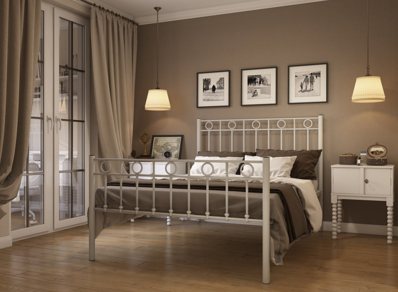Indiana Wrought Iron Bed (High) in Light Grey