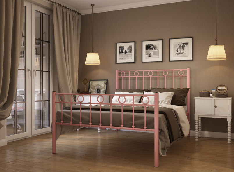 Indiana Wrought Iron Bed (High) in Light Pink