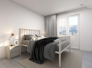 Madison Wrought Iron Bed (High) in Cream