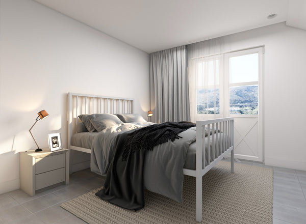 Madison Wrought Iron Bed (High) in Light Grey