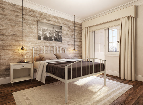 Memphis Wrought Iron Bed (High) in Grey