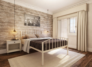 Memphis Wrought Iron Bed (High) in Cream