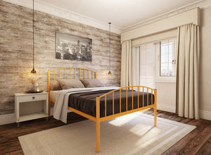 Memphis Wrought Iron Bed (High) in Saffron Yellow