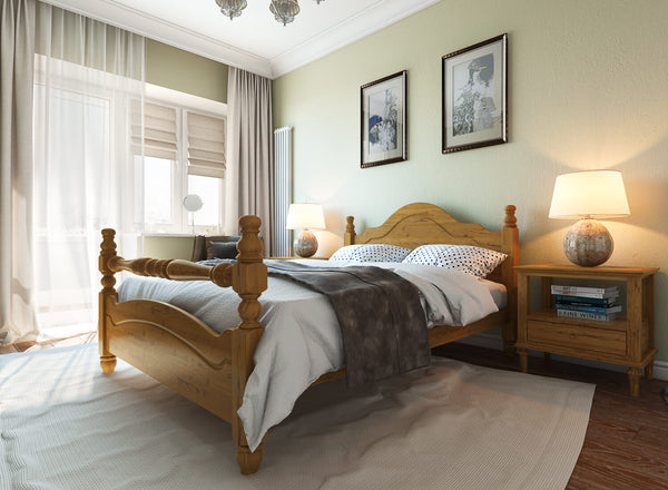 Yaxham Wooden Bed (High Rail) in Antique