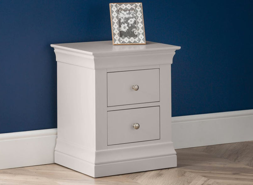 Clermont 2 Drawer Bedside in Light Grey