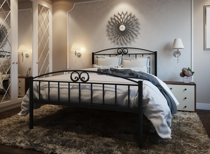 Austin Wrought Iron Bed (High) in Black