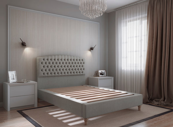 Chesterfield Bed in Natural Flat Weave Steel