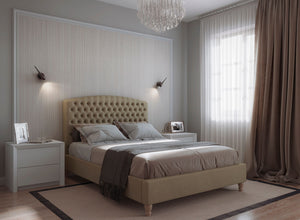 Chesterfield Bed in Natural Flat Weave Bracken