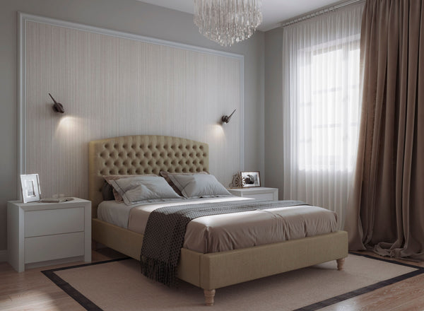 Chesterfield Bed in Natural Flat Weave Bracken