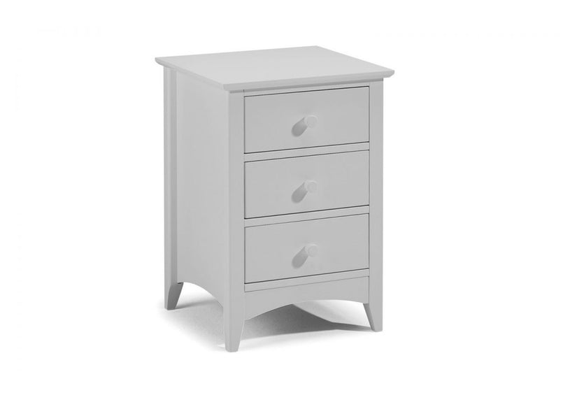 Cameo 3 Drawer Bedside Table in Dove Grey