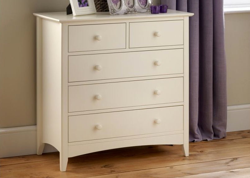 Cameo Chest 3 + 2 Drawers in Stone White